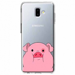 Etui na Galaxy J6 Plus - Słodka różowa świnka.