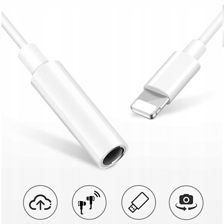 Przejściówka kabel Jack na słuchawki Apple iPhone adapter- Biały