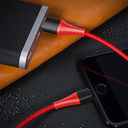 Rock Premium pleciony kabel Lihtning iPhone, iPad - 2m - Czerwony
