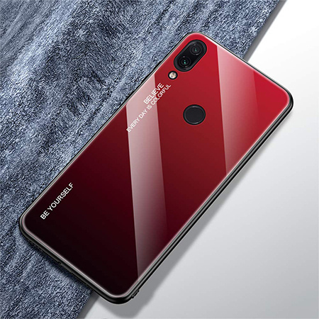 Etui na telefon Huawei P20 Lite - Ombre Glass - Czarno/Czerwony.