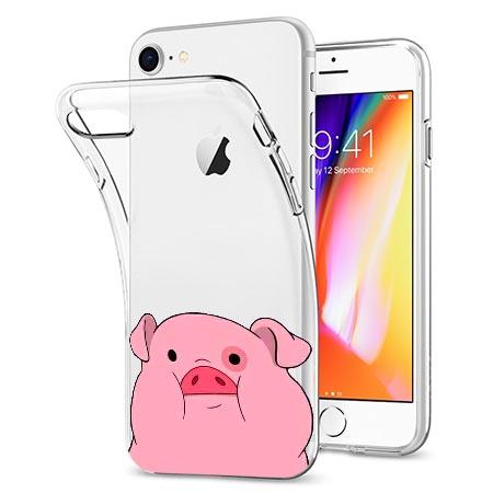 Etui na telefon iPhone 8 - Słodka różowa świnka.