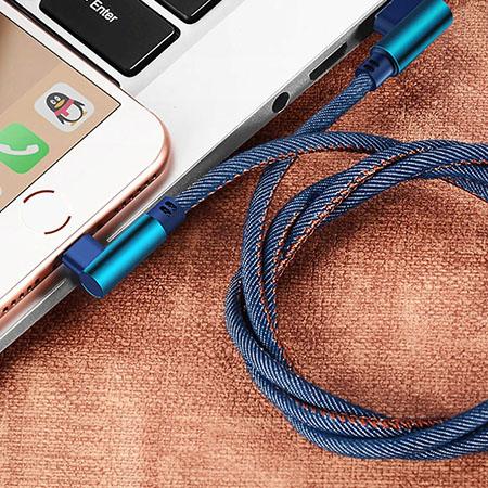 Kabel Micro-USB Szybkie ładowanie Angle 90° 2m - Jeans